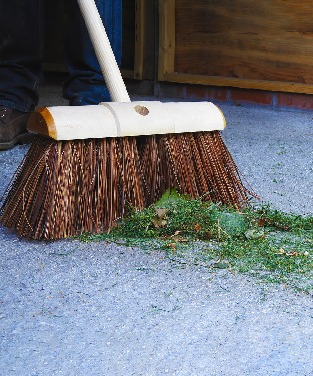 Traditional Wooden Yard Broom - Stiff